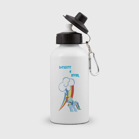 Бутылка спортивная с принтом Rainbow Dash Loyalty в Екатеринбурге, металл | емкость — 500 мл, в комплекте две пластиковые крышки и карабин для крепления | Тематика изображения на принте: 