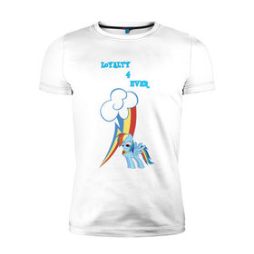 Мужская футболка премиум с принтом Rainbow Dash Loyalty в Екатеринбурге, 92% хлопок, 8% лайкра | приталенный силуэт, круглый вырез ворота, длина до линии бедра, короткий рукав | Тематика изображения на принте: 