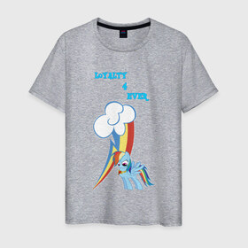 Мужская футболка хлопок с принтом Rainbow Dash Loyalty в Екатеринбурге, 100% хлопок | прямой крой, круглый вырез горловины, длина до линии бедер, слегка спущенное плечо. | Тематика изображения на принте: 