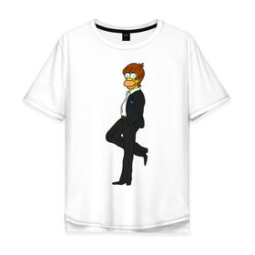 Мужская футболка хлопок Oversize с принтом Мистер Симпсон в Екатеринбурге, 100% хлопок | свободный крой, круглый ворот, “спинка” длиннее передней части | гомер
