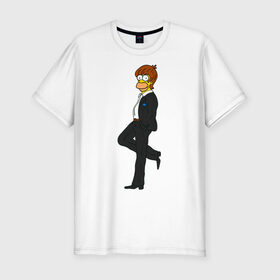 Мужская футболка премиум с принтом Мистер Симпсон в Екатеринбурге, 92% хлопок, 8% лайкра | приталенный силуэт, круглый вырез ворота, длина до линии бедра, короткий рукав | гомер