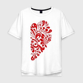 Мужская футболка хлопок Oversize с принтом Половинка сердца в Екатеринбурге, 100% хлопок | свободный крой, круглый ворот, “спинка” длиннее передней части | Тематика изображения на принте: день святого валентина | любовь | сердце | символ | узоры | цветы