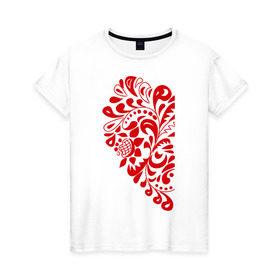 Женская футболка хлопок с принтом Половинка сердца в Екатеринбурге, 100% хлопок | прямой крой, круглый вырез горловины, длина до линии бедер, слегка спущенное плечо | день святого валентина | любовь | сердце | символ | узоры | цветы
