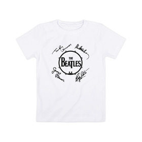Детская футболка хлопок с принтом Beatles (автографы) в Екатеринбурге, 100% хлопок | круглый вырез горловины, полуприлегающий силуэт, длина до линии бедер | битлз