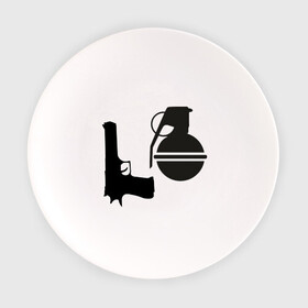 Тарелка с принтом Love guns в Екатеринбурге, фарфор | диаметр - 210 мм
диаметр для нанесения принта - 120 мм | день святого валентина | любовь | оружие | символ