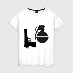 Женская футболка хлопок с принтом Love guns в Екатеринбурге, 100% хлопок | прямой крой, круглый вырез горловины, длина до линии бедер, слегка спущенное плечо | день святого валентина | любовь | оружие | символ