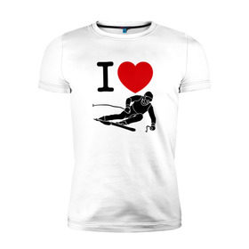 Мужская футболка премиум с принтом Я люблю лыжи в Екатеринбурге, 92% хлопок, 8% лайкра | приталенный силуэт, круглый вырез ворота, длина до линии бедра, короткий рукав | 