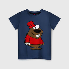 Детская футболка хлопок с принтом Бобер в Екатеринбурге, 100% хлопок | круглый вырез горловины, полуприлегающий силуэт, длина до линии бедер | бобер | бобр