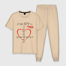 Мужская пижама хлопок с принтом Формула любви в Екатеринбурге, 100% хлопок | брюки и футболка прямого кроя, без карманов, на брюках мягкая резинка на поясе и по низу штанин
 | алгебра | график | любовь | математика | формула