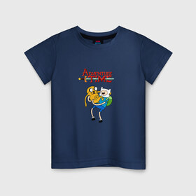 Детская футболка хлопок с принтом Adventure Time Fin and Jake в Екатеринбурге, 100% хлопок | круглый вырез горловины, полуприлегающий силуэт, длина до линии бедер | 