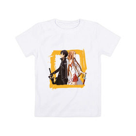Детская футболка хлопок с принтом Asuna & Kirito в Екатеринбурге, 100% хлопок | круглый вырез горловины, полуприлегающий силуэт, длина до линии бедер | anime | asuna | kirito | sao | sword art online | аниме | асуна | виртуальная реальность | игры | кирито | мечи | сворд арт онлайн