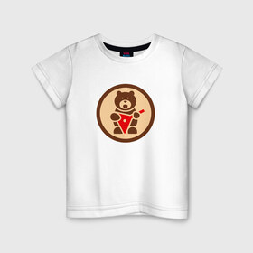 Детская футболка хлопок с принтом Медведь с балалайкой в Екатеринбурге, 100% хлопок | круглый вырез горловины, полуприлегающий силуэт, длина до линии бедер | 