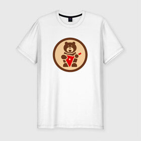 Мужская футболка премиум с принтом Медведь с балалайкой в Екатеринбурге, 92% хлопок, 8% лайкра | приталенный силуэт, круглый вырез ворота, длина до линии бедра, короткий рукав | 