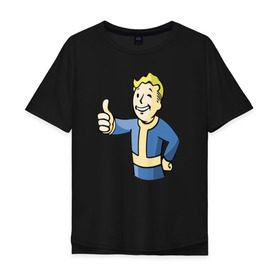 Мужская футболка хлопок Oversize с принтом Fallout vault boy в Екатеринбурге, 100% хлопок | свободный крой, круглый ворот, “спинка” длиннее передней части | Тематика изображения на принте: 