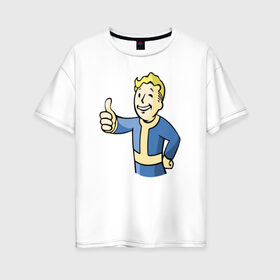 Женская футболка хлопок Oversize с принтом Fallout vault boy в Екатеринбурге, 100% хлопок | свободный крой, круглый ворот, спущенный рукав, длина до линии бедер
 | 