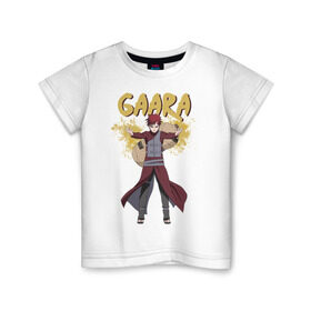 Детская футболка хлопок с принтом Гаара в Екатеринбурге, 100% хлопок | круглый вырез горловины, полуприлегающий силуэт, длина до линии бедер | гаара | дзютсу | песок | чакра