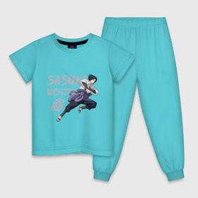 Детская пижама хлопок с принтом Саске Учиха в Екатеринбурге, 100% хлопок |  брюки и футболка прямого кроя, без карманов, на брюках мягкая резинка на поясе и по низу штанин
 | sasuke | дзютсу | катана | саске | учиха | шаринган