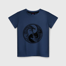 Детская футболка хлопок с принтом Два дракона Инь Янь в Екатеринбурге, 100% хлопок | круглый вырез горловины, полуприлегающий силуэт, длина до линии бедер | дракон | инь | ян