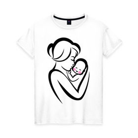 Женская футболка хлопок с принтом Лучшая мама на свете в Екатеринбурге, 100% хлопок | прямой крой, круглый вырез горловины, длина до линии бедер, слегка спущенное плечо | лучшая мама | ребенок
