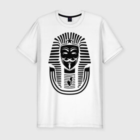 Мужская футболка премиум с принтом Swag anonymous of Egypt в Екатеринбурге, 92% хлопок, 8% лайкра | приталенный силуэт, круглый вырез ворота, длина до линии бедра, короткий рукав | swag | v | vendetta | анонимус | ви | сваг | свег | свэг | фараон