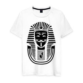 Мужская футболка хлопок с принтом Swag anonymous of Egypt в Екатеринбурге, 100% хлопок | прямой крой, круглый вырез горловины, длина до линии бедер, слегка спущенное плечо. | swag | v | vendetta | анонимус | ви | сваг | свег | свэг | фараон