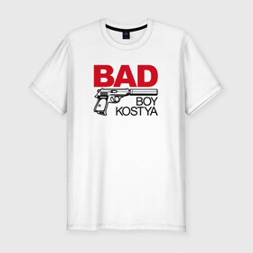 Мужская футболка премиум с принтом Костя, плохой, парень в Екатеринбурге, 92% хлопок, 8% лайкра | приталенный силуэт, круглый вырез ворота, длина до линии бедра, короткий рукав | 