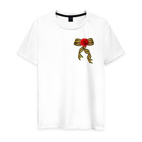 Мужская футболка хлопок с принтом футболка с георгиевской лентой в Екатеринбурге, 100% хлопок | прямой крой, круглый вырез горловины, длина до линии бедер, слегка спущенное плечо. | 