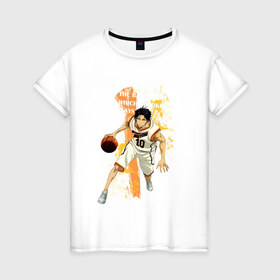 Женская футболка хлопок с принтом Basket player в Екатеринбурге, 100% хлопок | прямой крой, круглый вырез горловины, длина до линии бедер, слегка спущенное плечо | basket | kuroko no basket | kuroko no basuke | аниме | баскетбол | куроко | мяч | парни | спорт