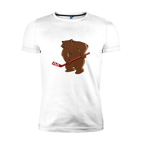 Мужская футболка премиум с принтом медведь-спортсмен в Екатеринбурге, 92% хлопок, 8% лайкра | приталенный силуэт, круглый вырез ворота, длина до линии бедра, короткий рукав | 