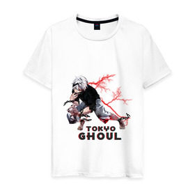 Мужская футболка хлопок с принтом Tokyo Ghoul в Екатеринбурге, 100% хлопок | прямой крой, круглый вырез горловины, длина до линии бедер, слегка спущенное плечо. | anime | tokyo | канеки | токийский гуль