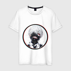Мужская футболка хлопок с принтом Одноглазый в Екатеринбурге, 100% хлопок | прямой крой, круглый вырез горловины, длина до линии бедер, слегка спущенное плечо. | tokyo ghoul | канэки | токийский гуль