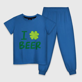 Детская пижама хлопок с принтом Love beer в Екатеринбурге, 100% хлопок |  брюки и футболка прямого кроя, без карманов, на брюках мягкая резинка на поясе и по низу штанин
 | beer | love | ирландия | клевер | патрик | праздник | святой
