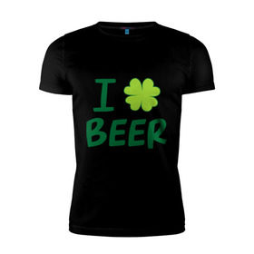 Мужская футболка премиум с принтом Love beer в Екатеринбурге, 92% хлопок, 8% лайкра | приталенный силуэт, круглый вырез ворота, длина до линии бедра, короткий рукав | beer | love | ирландия | клевер | патрик | праздник | святой