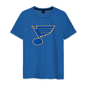 Мужская футболка хлопок с принтом St. Louis Blues в Екатеринбурге, 100% хлопок | прямой крой, круглый вырез горловины, длина до линии бедер, слегка спущенное плечо. | st. louis blues tarasenko | нхл