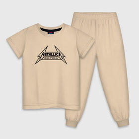 Детская пижама хлопок с принтом Metallica logo в Екатеринбурге, 100% хлопок |  брюки и футболка прямого кроя, без карманов, на брюках мягкая резинка на поясе и по низу штанин
 | Тематика изображения на принте: металлика