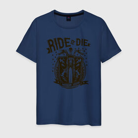 Мужская футболка хлопок с принтом Ride or Die в Екатеринбурге, 100% хлопок | прямой крой, круглый вырез горловины, длина до линии бедер, слегка спущенное плечо. | америка | легенда | мото | мотоцикл