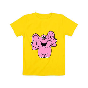 Детская футболка хлопок с принтом Розовый слон в Екатеринбурге, 100% хлопок | круглый вырез горловины, полуприлегающий силуэт, длина до линии бедер | Тематика изображения на принте: слон