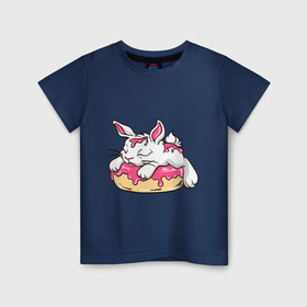 Детская футболка хлопок с принтом Зайка в Екатеринбурге, 100% хлопок | круглый вырез горловины, полуприлегающий силуэт, длина до линии бедер | бублик | зайка | заяц | кролик | милаха | пончик