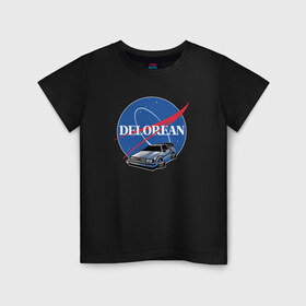 Детская футболка хлопок с принтом Delorean space в Екатеринбурге, 100% хлопок | круглый вырез горловины, полуприлегающий силуэт, длина до линии бедер | delorean | космос | наса