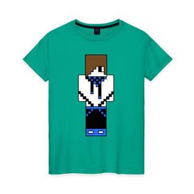 Женская футболка хлопок с принтом Лололошка майнкрафт в Екатеринбурге, 100% хлопок | прямой крой, круглый вырез горловины, длина до линии бедер, слегка спущенное плечо | лололошка