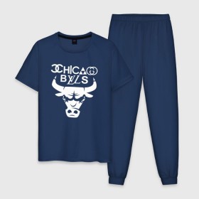 Мужская пижама хлопок с принтом Chicago Bulls fun logo в Екатеринбурге, 100% хлопок | брюки и футболка прямого кроя, без карманов, на брюках мягкая резинка на поясе и по низу штанин
 | chicago bulls | антибрэнд