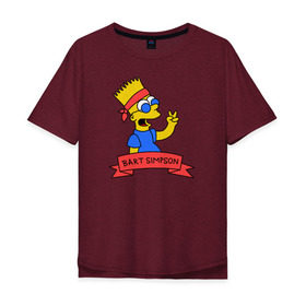 Мужская футболка хлопок Oversize с принтом Барт Симпсон - Мир в Екатеринбурге, 100% хлопок | свободный крой, круглый ворот, “спинка” длиннее передней части | bart simpson | барт | мир | симпсоны