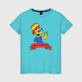 Женская футболка хлопок с принтом Барт Симпсон - Мир в Екатеринбурге, 100% хлопок | прямой крой, круглый вырез горловины, длина до линии бедер, слегка спущенное плечо | bart simpson | барт | мир | симпсоны