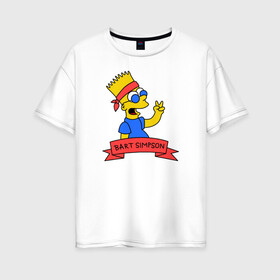 Женская футболка хлопок Oversize с принтом Барт Симпсон - Мир в Екатеринбурге, 100% хлопок | свободный крой, круглый ворот, спущенный рукав, длина до линии бедер
 | bart simpson | барт | мир | симпсоны