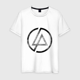Мужская футболка хлопок с принтом Linkin Park в Екатеринбурге, 100% хлопок | прямой крой, круглый вырез горловины, длина до линии бедер, слегка спущенное плечо. | 