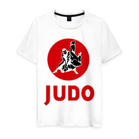 Мужская футболка хлопок с принтом Judo в Екатеринбурге, 100% хлопок | прямой крой, круглый вырез горловины, длина до линии бедер, слегка спущенное плечо. | Тематика изображения на принте: дзюдо