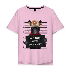 Мужская футболка хлопок Oversize с принтом Bad boy в Екатеринбурге, 100% хлопок | свободный крой, круглый ворот, “спинка” длиннее передней части | bad | dog | собака