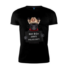 Мужская футболка премиум с принтом Bad boy в Екатеринбурге, 92% хлопок, 8% лайкра | приталенный силуэт, круглый вырез ворота, длина до линии бедра, короткий рукав | bad | dog | собака