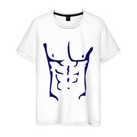 Мужская футболка хлопок с принтом Накаченное тело в Екатеринбурге, 100% хлопок | прямой крой, круглый вырез горловины, длина до линии бедер, слегка спущенное плечо. | идеальный | кубики | пресс | тело | торс