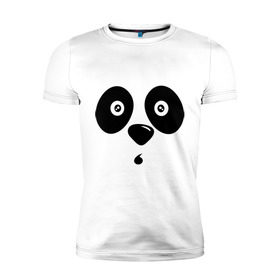 Мужская футболка премиум с принтом Мордочка панды в Екатеринбурге, 92% хлопок, 8% лайкра | приталенный силуэт, круглый вырез ворота, длина до линии бедра, короткий рукав | панда
